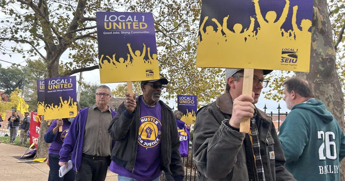 Local janitors rally in front of Anheuser-Busch brewery