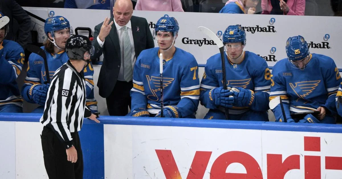 Jim Montgomery leads spirited Blues practice as team tries to snap skid