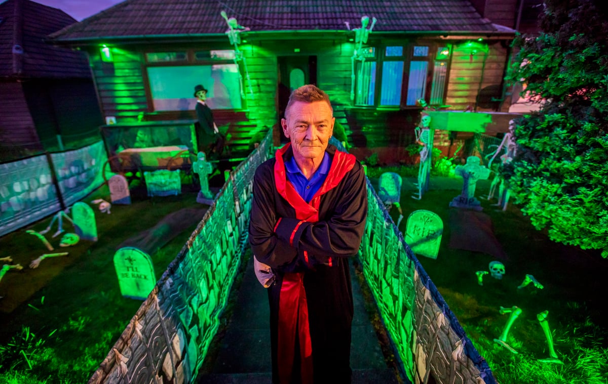 We spend 12-weeks decorating our house for Halloween. We get more props every year