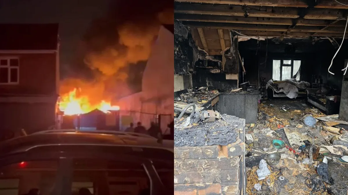 Footage shows blaze at West Midlands home believed to have been sparked by firework