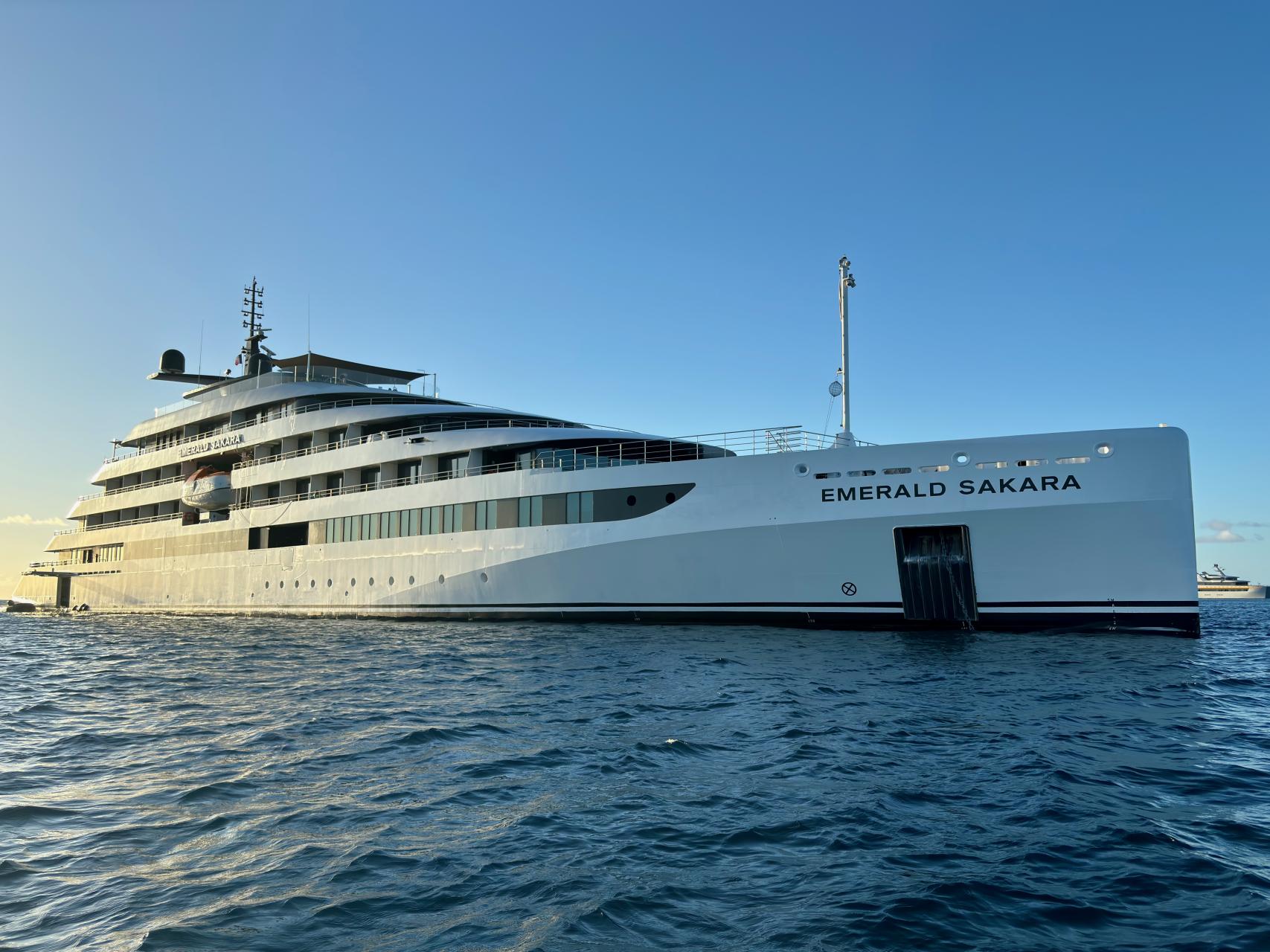 Is it a super yacht or a super cruise ship? Emerald Sakara docks in Palma
