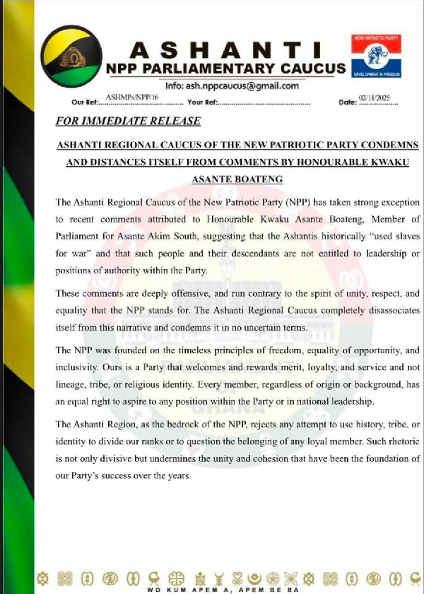 Ashanti NPP MPs condemn Kwaku Asante Boateng over ‘tribal’ remarks