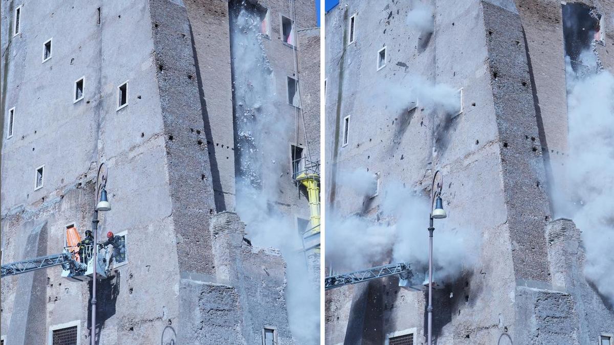 Rome medieval tower partially collapses amid renovation