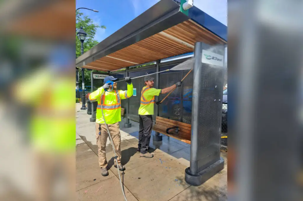 Clean Team sweeping up Vernon