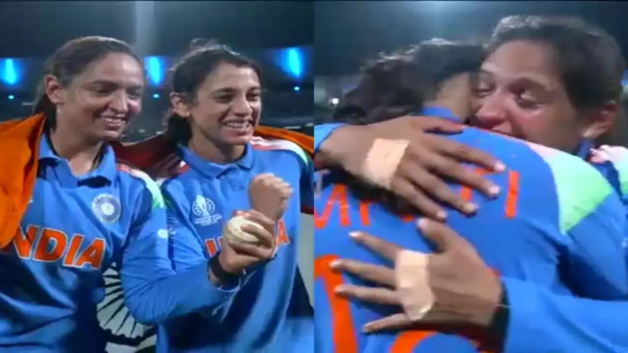 Emotional Harmanpreet Kaur Bursts Into Tears And Hugs Smriti Mandhana After Historic World Cup Win
