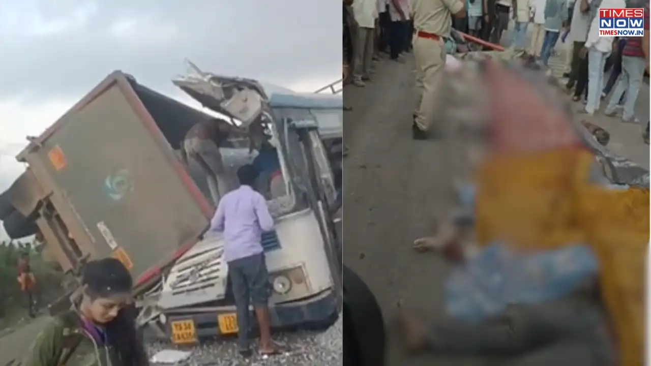 Hyderabad-Bijapur Highway Tragedy: 19 Killed as Gravel-Laden Truck Collides with RTC Bus