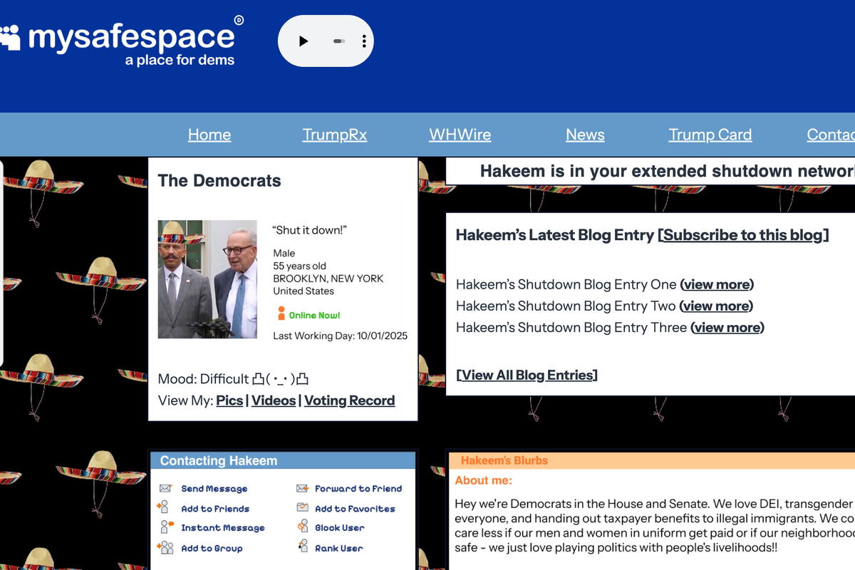 White House turns back the clock and creates MySpace-like page to mock Democrats over shutdown