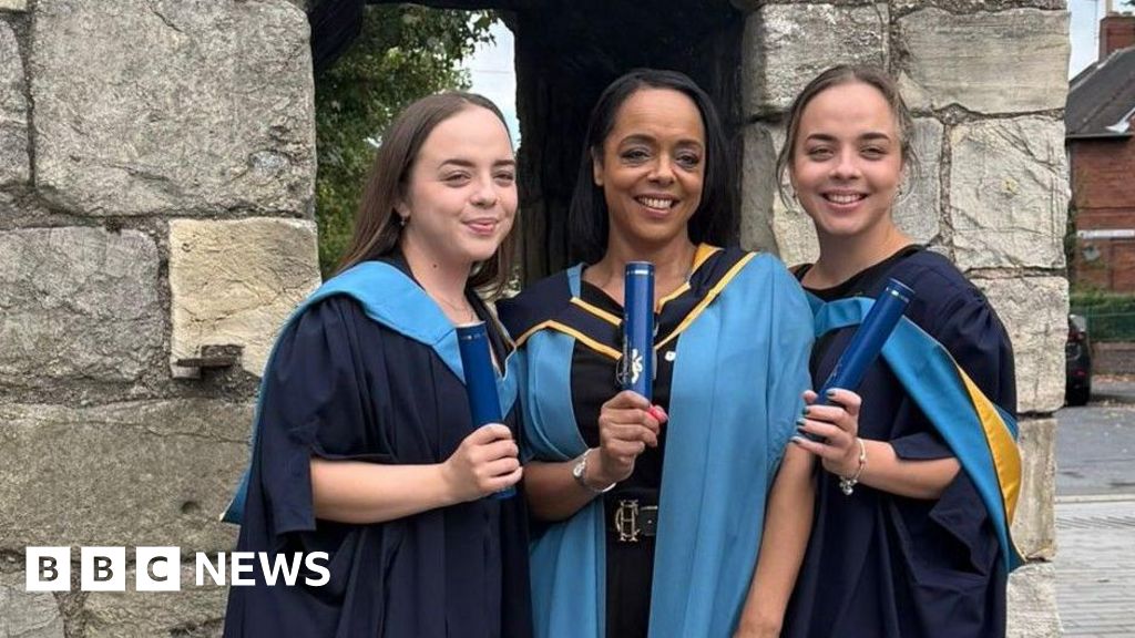 Mum and twins graduate together at same university