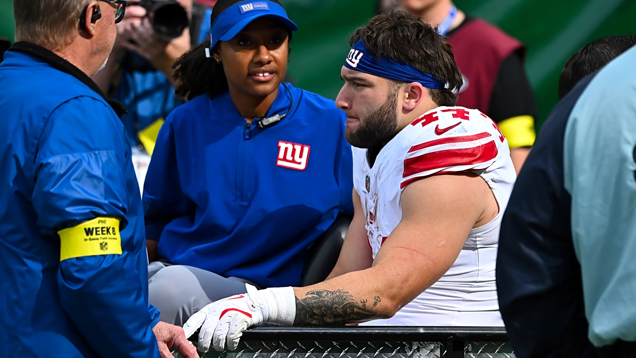 Eagles’ Big Dom Visited Cam Skattebo with Philly Cheesesteaks After Surgery to Repair Horrific Ankle Injury