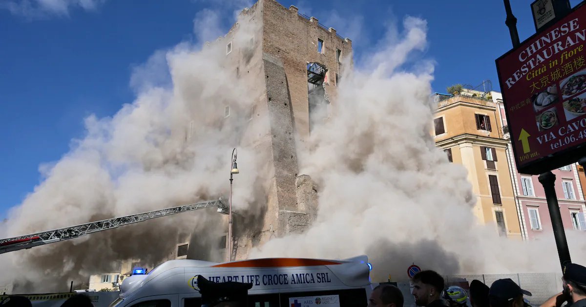 Workers Hurt in Partial Tower Collapse Close to the Colosseum