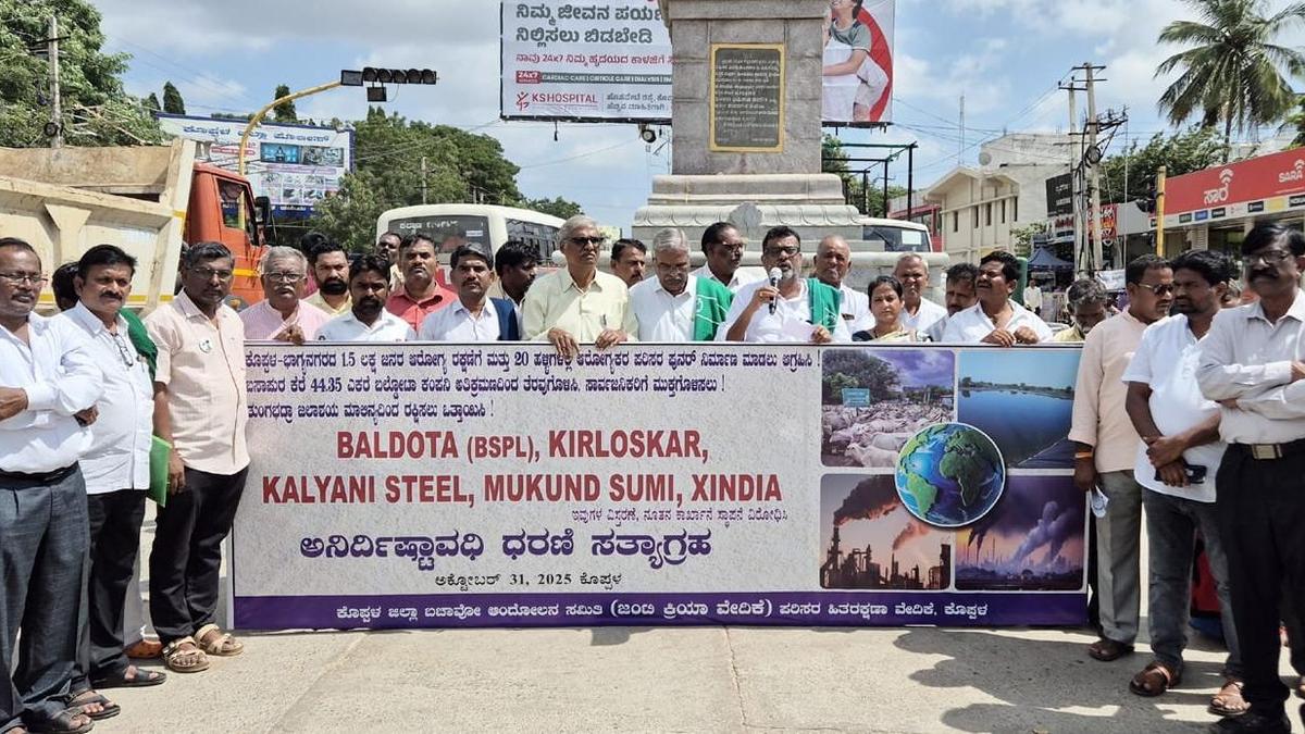 Protest launched in Koppal seeking removal of polluting industries
