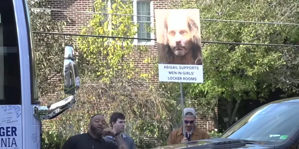 Protester trolls Spanberger with transgender pedophile's mugshot as he's due in court