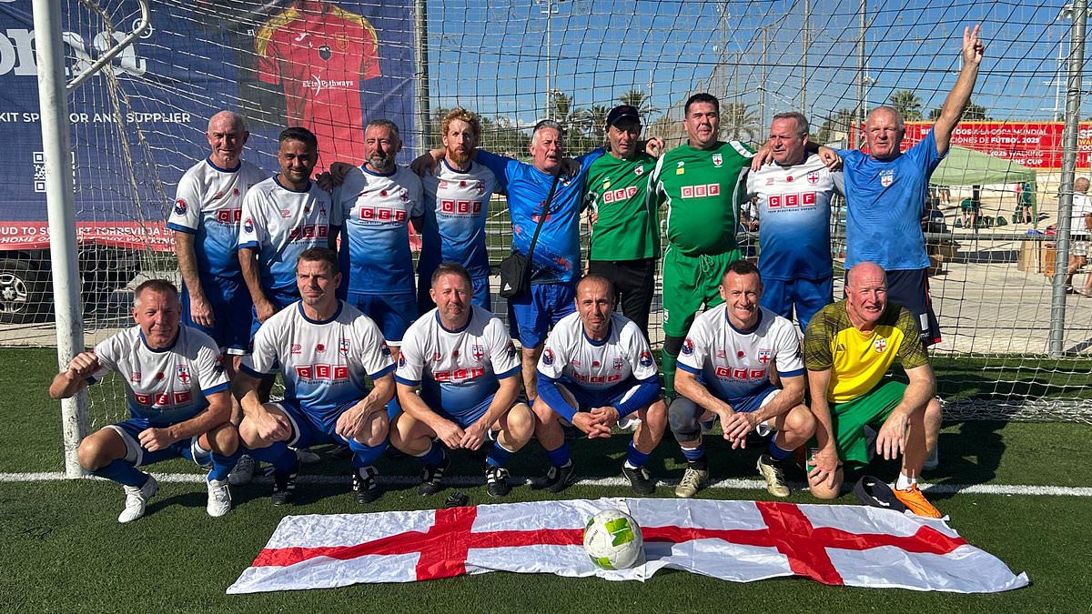 Not quite a walk in the park! Joy for England's Over 50s walking football team as they retain World Nations Cup in sunny Spain