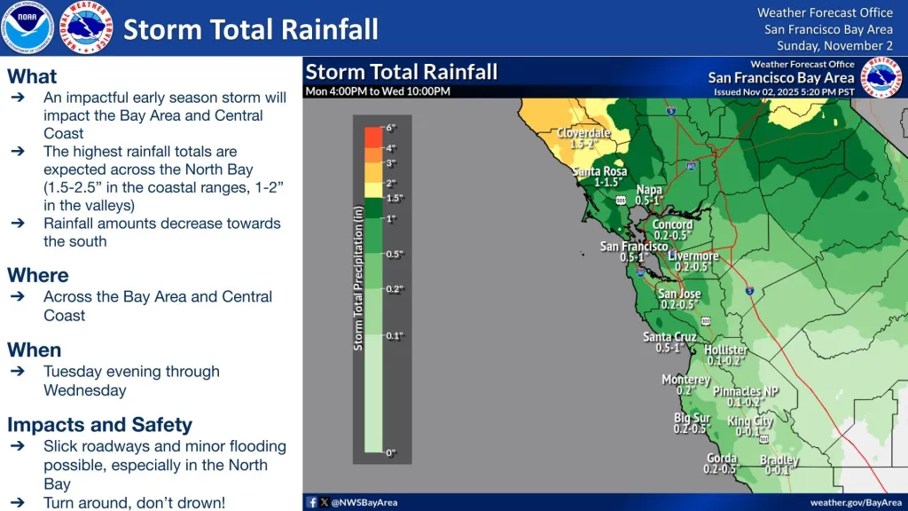 Sonoma, Napa counties brace for first major rain, wind storm of the season