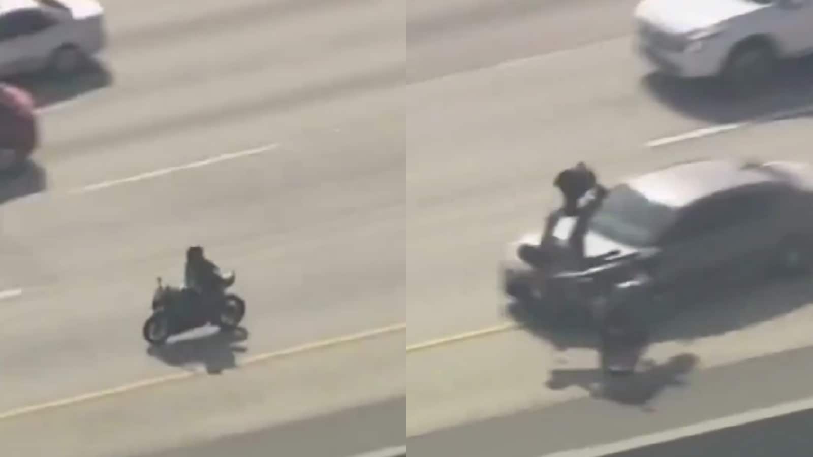 Suspect, Who Shot Dead US Cop, Knocked Off Motorcycle In A Dramatic High-Speed Chase | Video