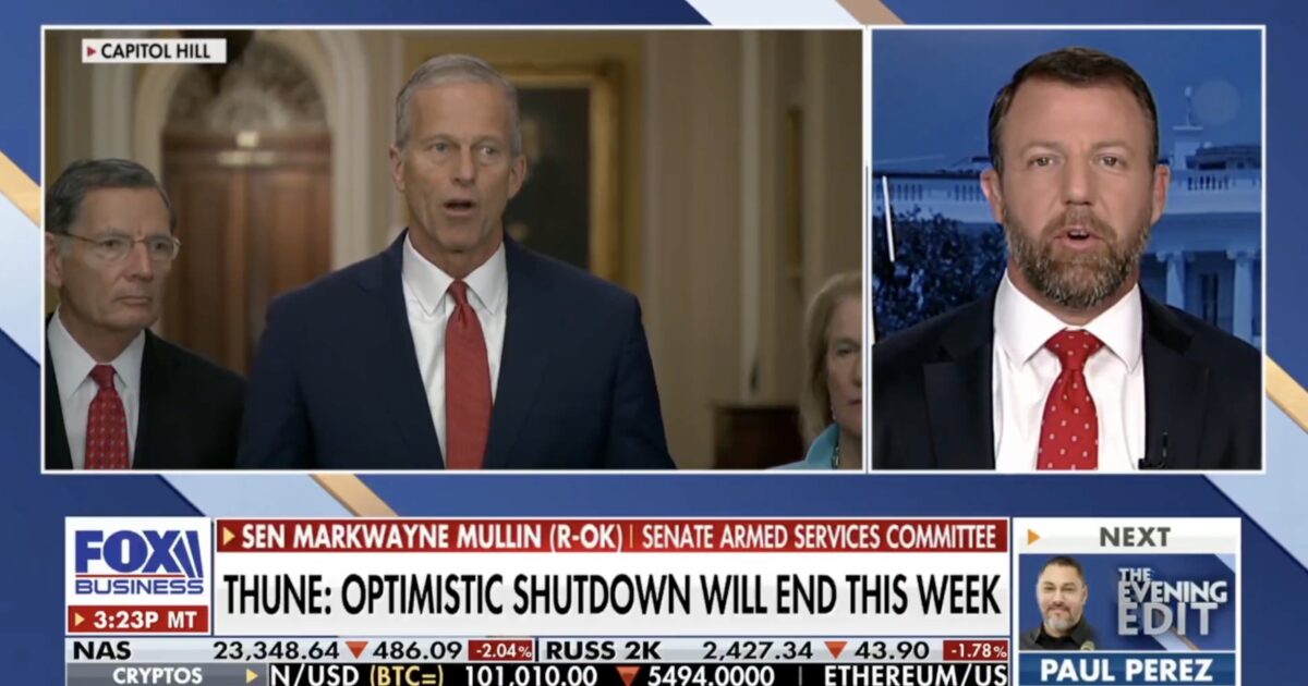 Sen. Markwayne Mullin Reveals Schumer Held Secret BACKROOM MEETING - Orders Democrat Senators to Keep Government SHUT Until After Elections
