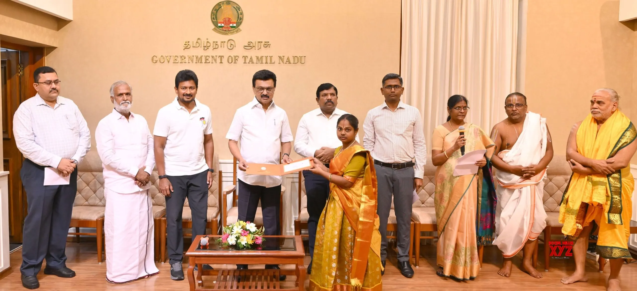 Stalin distributes enhanced incentive cheques to temple training school students