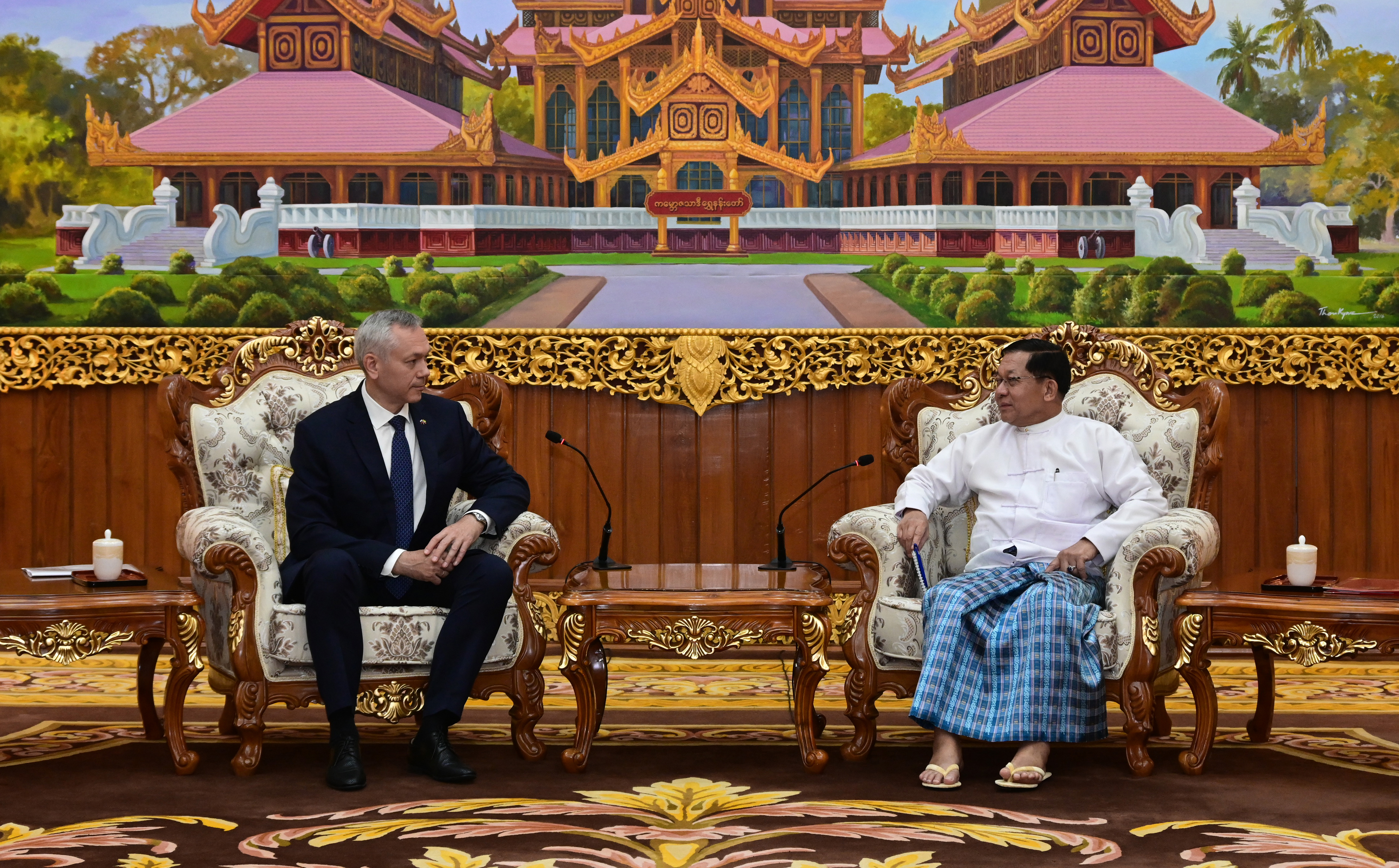 Delegation led by Governor of Novosibirsk Region, Russian Federation, H.E. Mr. Andrey Aleksandrovich Travnikov pays courtesy call on Acting President of the Republic of the Union of Myanmar, Chairman of State Security and Peace Commission, Senior General
