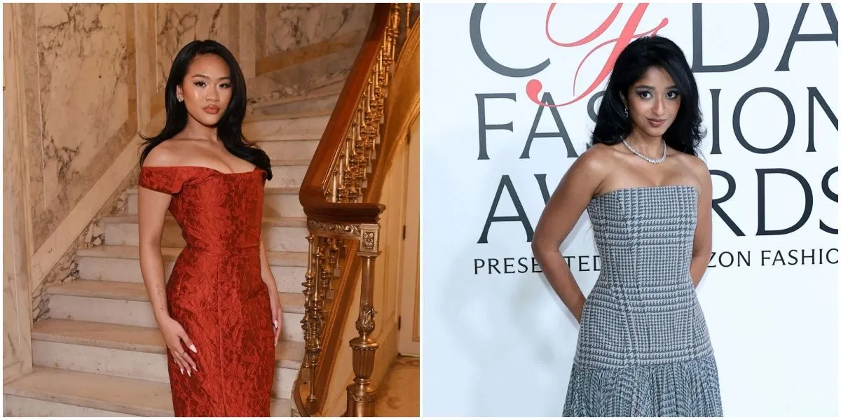 Suni Lee channels 1930s Shanghai Glamour in custom silk, poses with Maitreyi Ramakrishnan at CFDA Awards