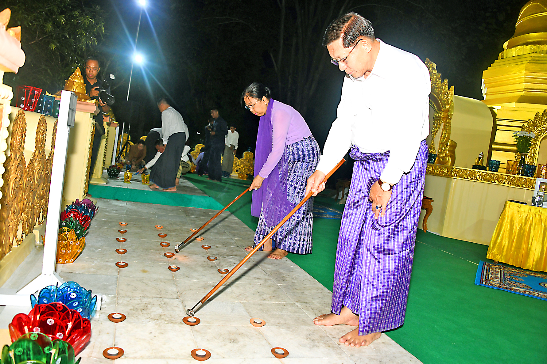 Public peacefully worship at pagodas and stupas across regions and states on Full Moon Day of Tazaungmone (Sammakkaphala Festival Day), Tazaungdine lighting festivals held
