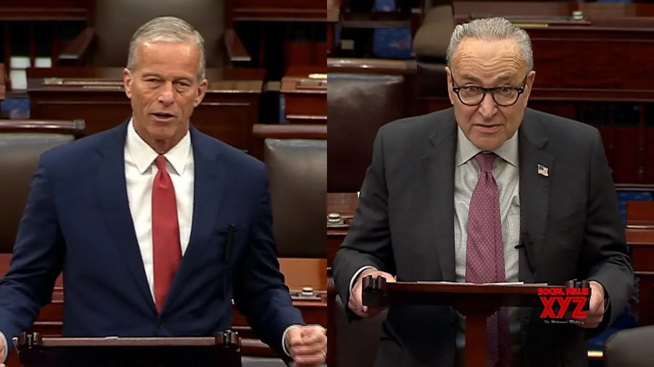 Watch: Thune and Schumer speak as government shutdown set to be longest ever (Video)