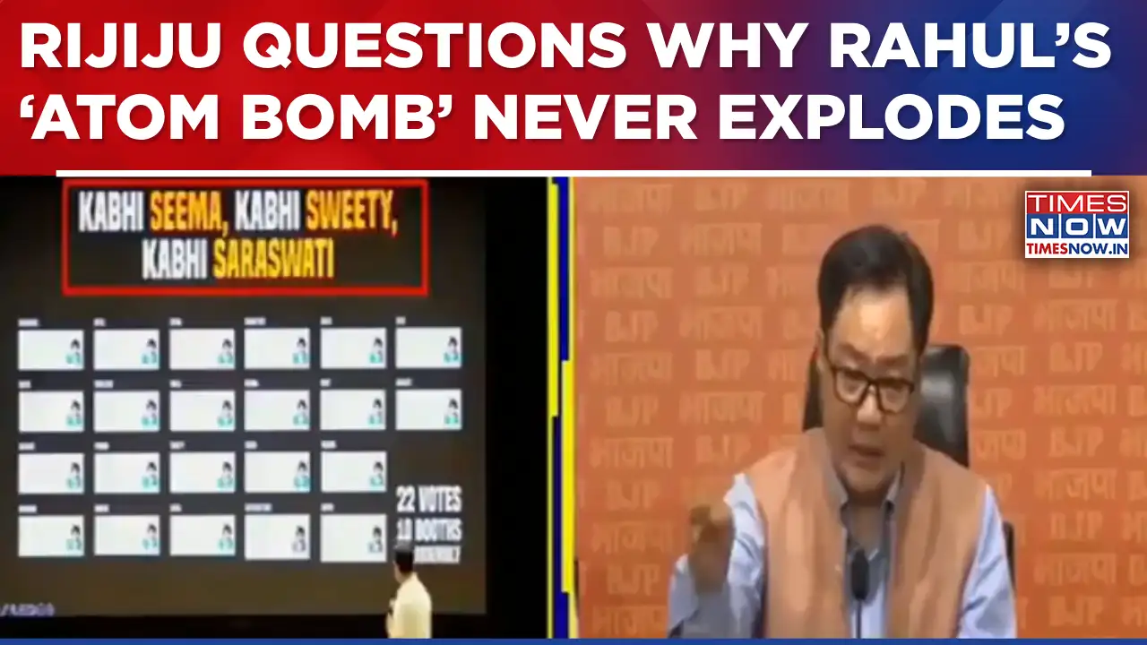 BJP Hits Back At Rahul Gandhi Over ‘Vote Chori’ Remark, Rijiju Questions His ‘Atom Bomb’ Claims