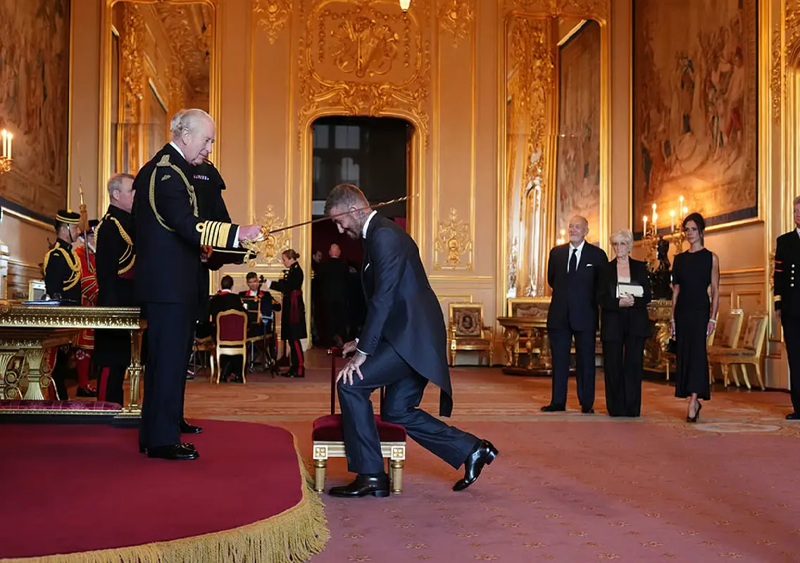 Sir David Beckham receives knighthood from King Charles III at Windsor Castle: WATCH