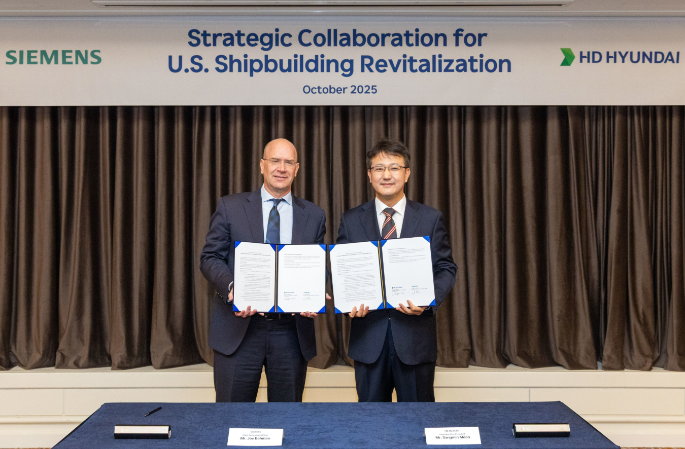 HD Hyundai and Siemens ink pact to ‘boost’ innovation in US shipbuilding