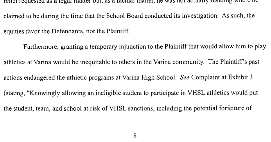 Why did HCPS deem a Varina running back ineligible to play?