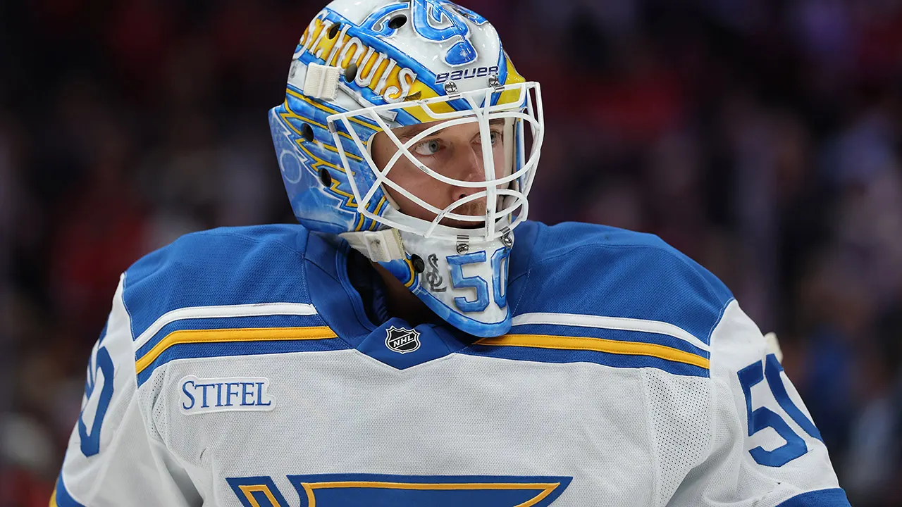 Blues' Jordan Binnington tries to pocket Alex Ovechkin's milestone goal