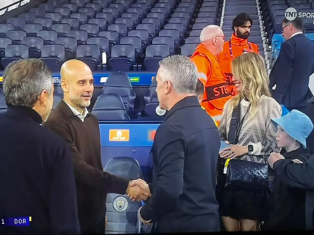 Pep Guardiola meets famous GAA county manager at Champions League tie