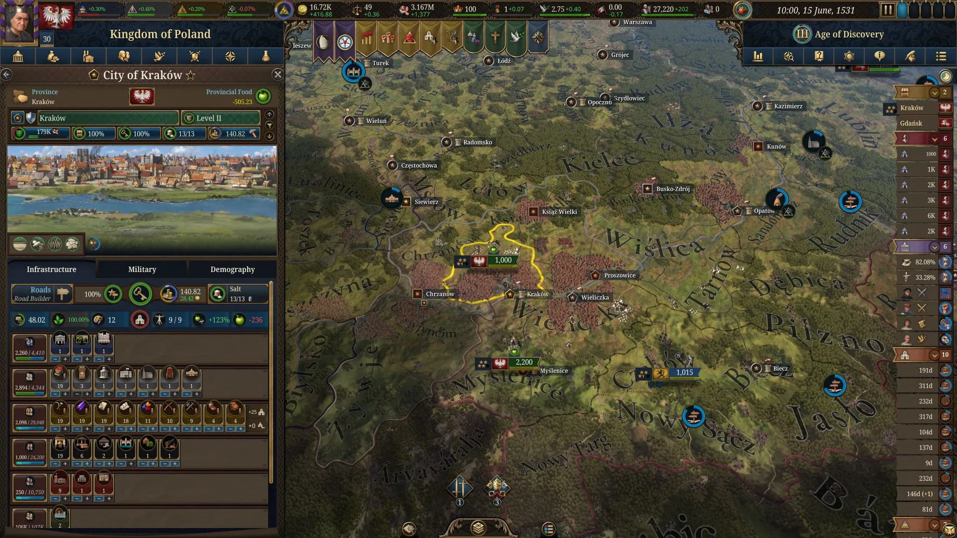 How to build roads in Europa Universalis 5?