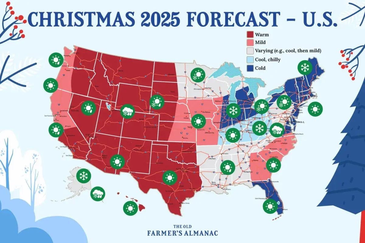 Old Farmer's Almanac Predicts Weather for Christmas
