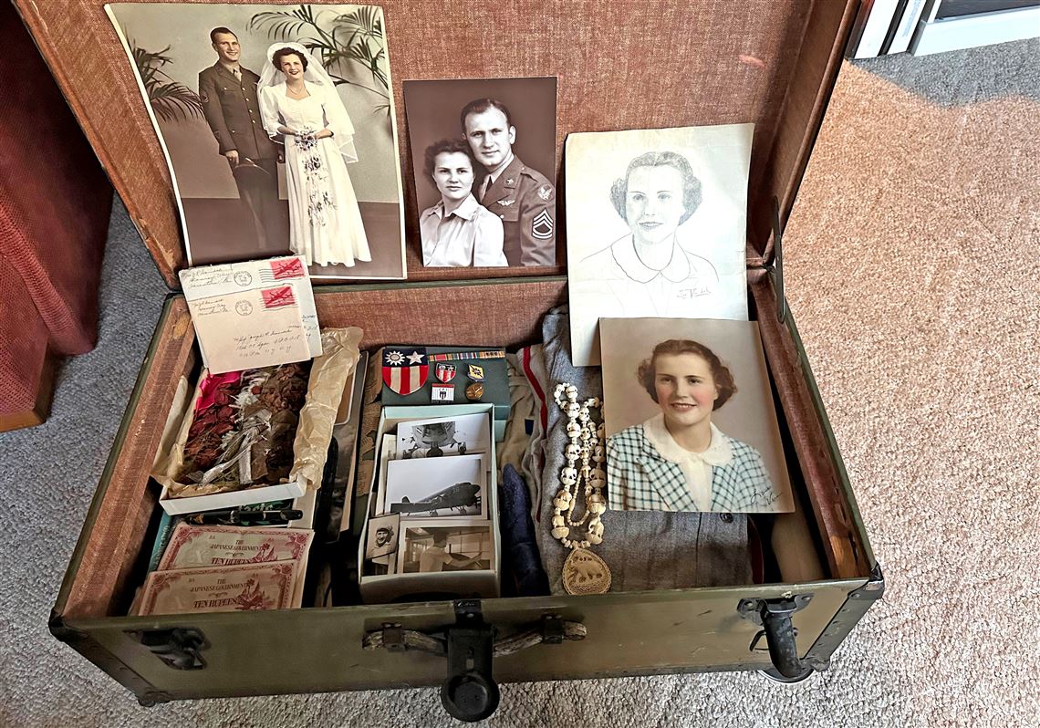 She has a footlocker full of memories from her father's service in WWII