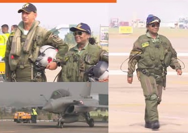 President Droupadi Murmu Takes Sortie in Rafale Jet at Ambala Air Force Station | Watch