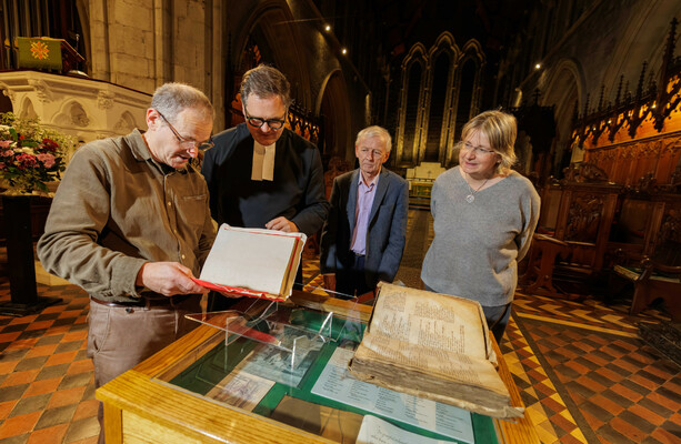Replica of 14th-century manuscript goes on display at St Canice's Cathedral in Kilkenny