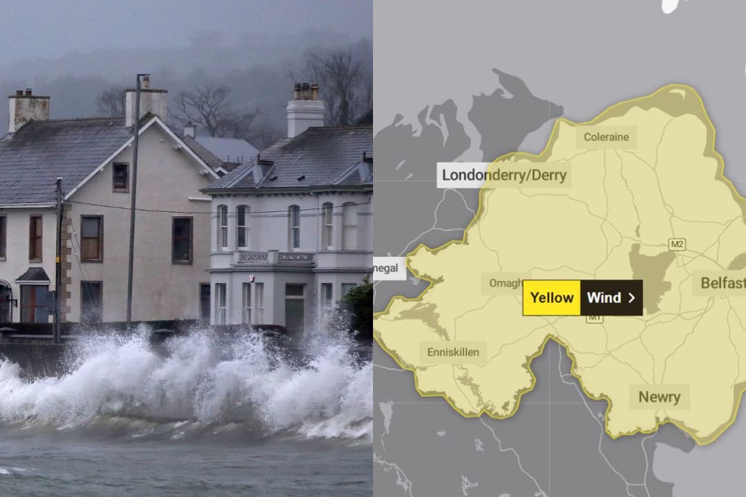 Northern Ireland weather warning issued as 70mph winds and heavy rain forecast - When warning will be in place