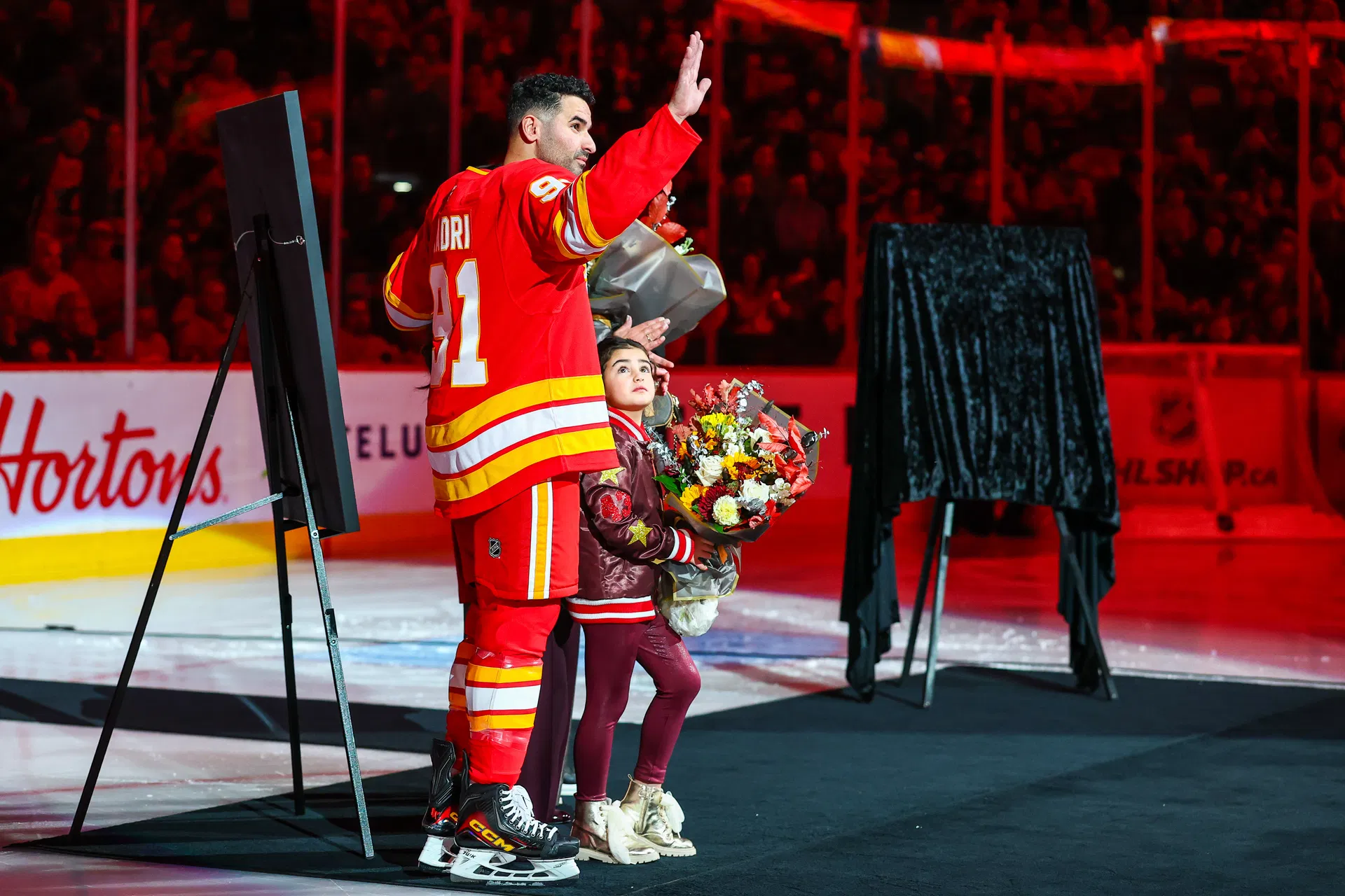 "Such a pinch me moment": Nazem Kadri's wife Ashley gushes over hubby's 1,000th NHL game tribute by Calgary Flames