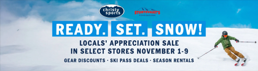 Last Chance to Save on Ski Passes, Gear and Rentals at Christy Sports' Ready. Set. Snow! Sale