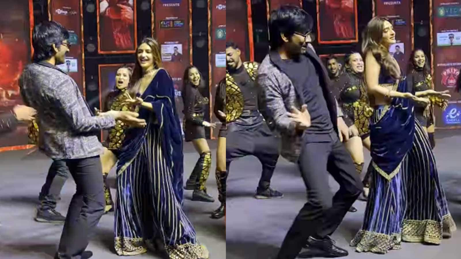 Sreeleela, Ravi Teja Dance To Tu Mera Lover At Mass Jathara Pre-Release Event