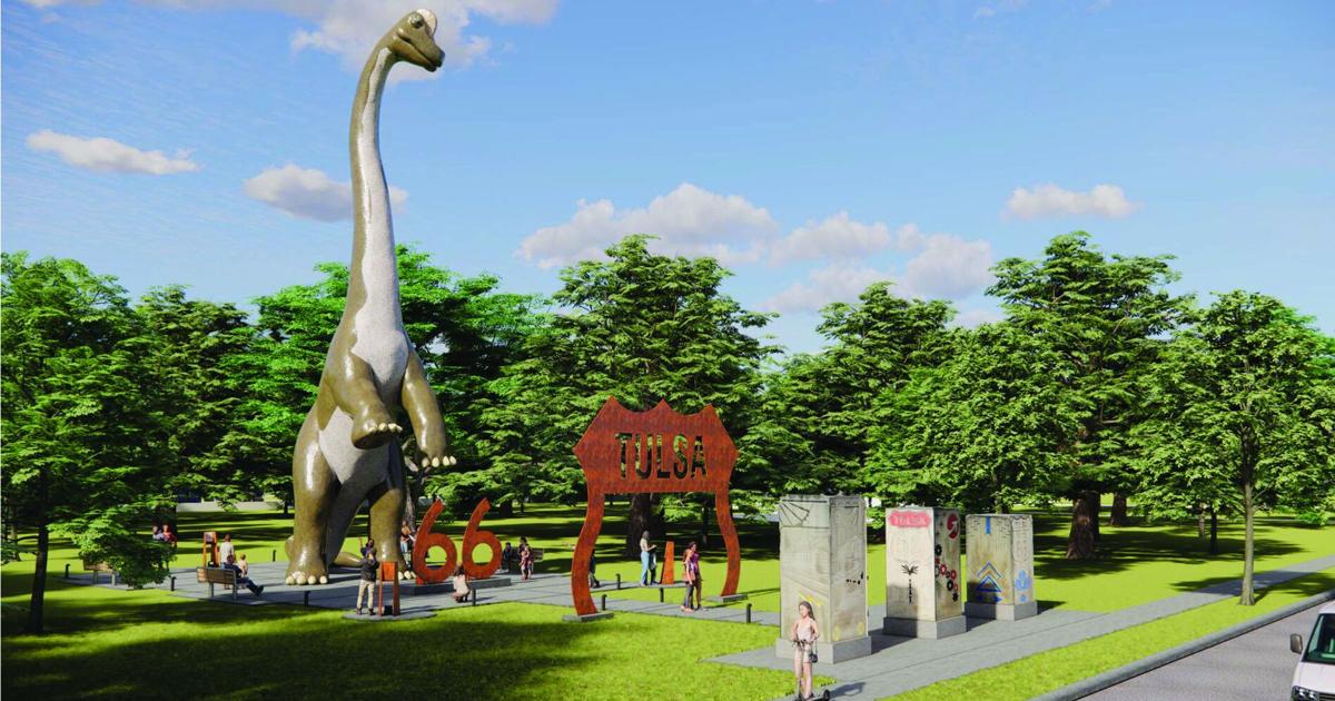 Dinosaur statue foundation for Tulsa park underway | Commercial building permits