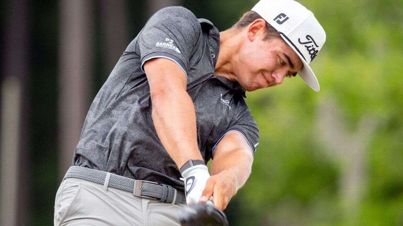 Garrick Higgo ties course record, leads World Wide Technology by 1 shot