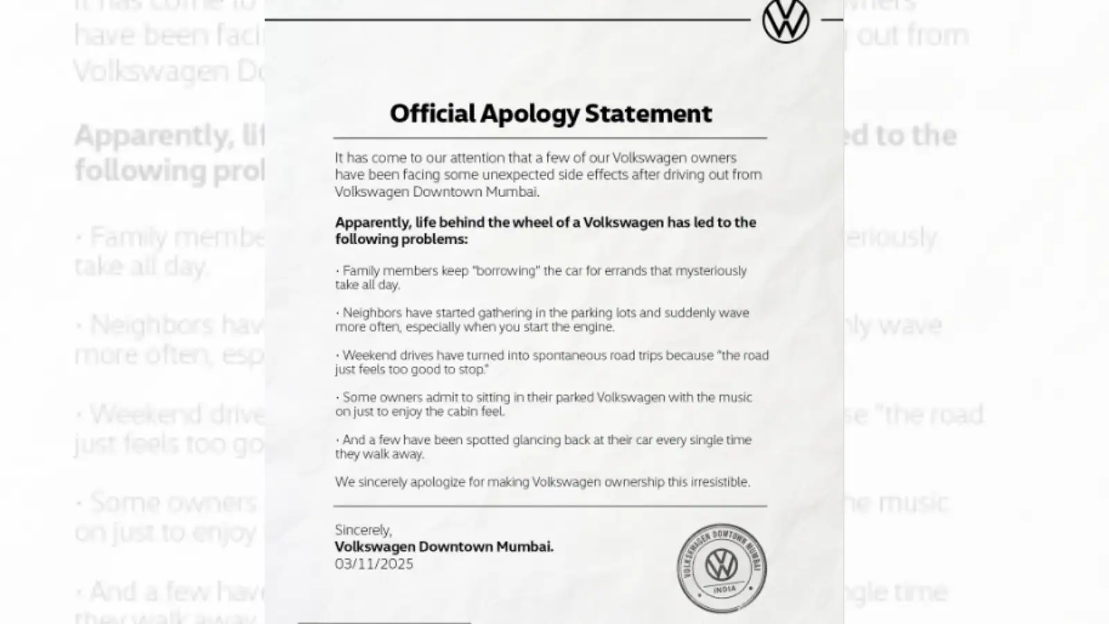 Why Volkswagen Dealership's 'Apology' To Customers Went Viral And Backfired Instantly