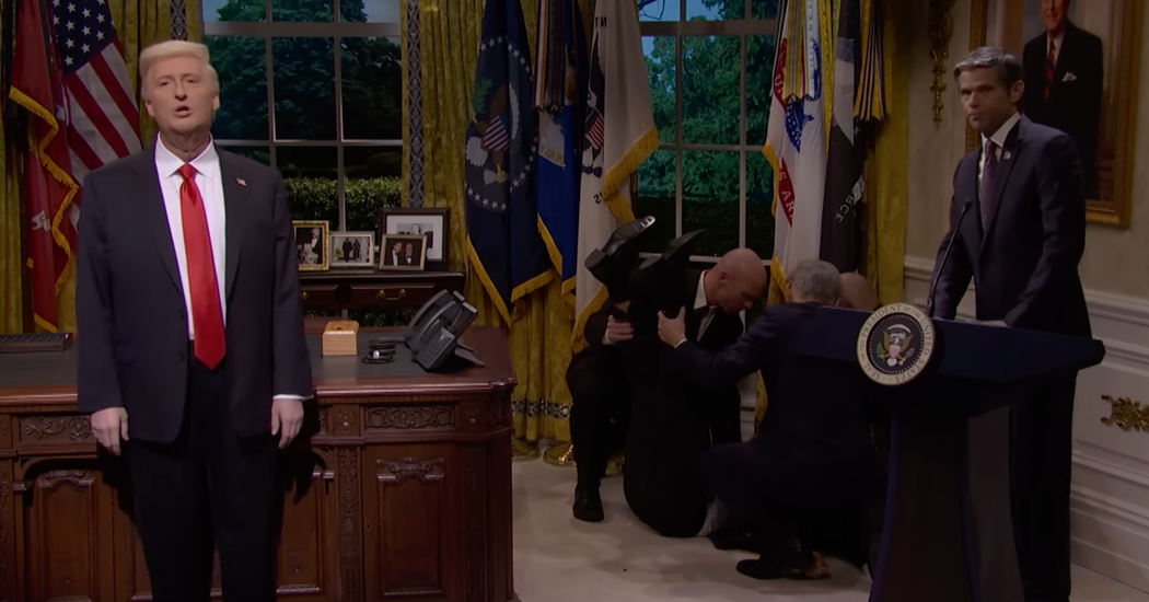 On ‘S.N.L.,’ Trump Sidesteps Calamities and Unconscious Visitor