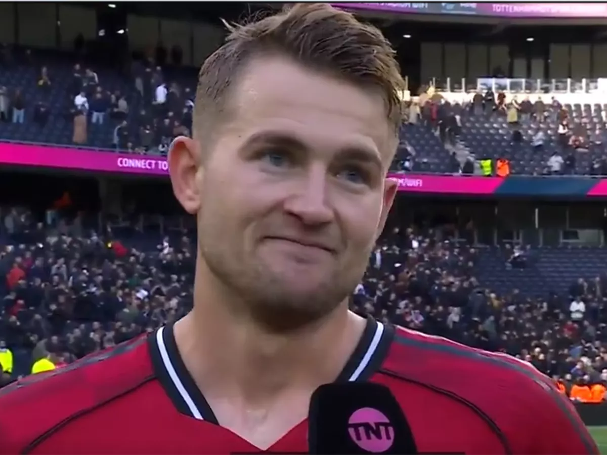 Matthijs de Ligt can't hide true feelings after scoring Man Utd equaliser vs Tottenham