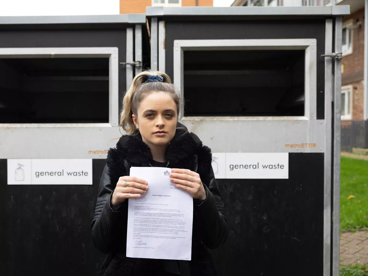 Single mum slapped with four-figure fine for 'fly-tipping' envelope next to full bin