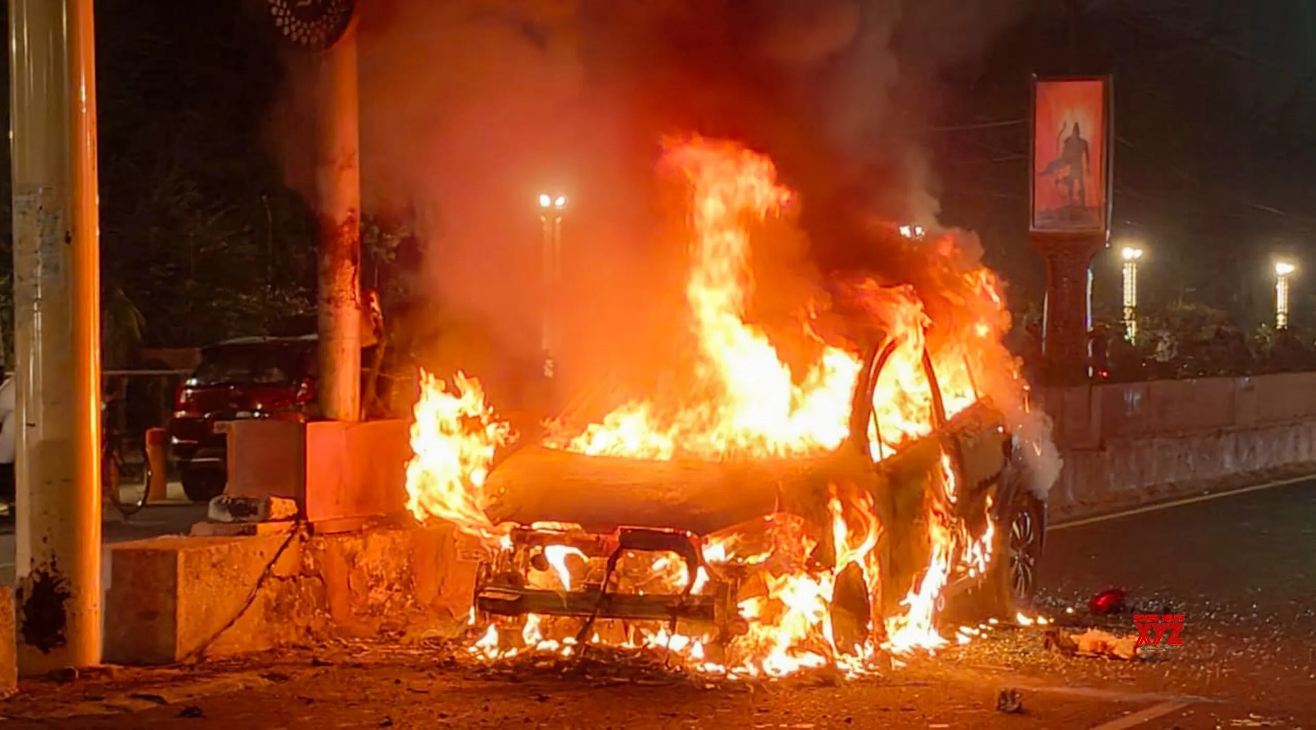 Car Catches Fire in Moradabad #Gallery