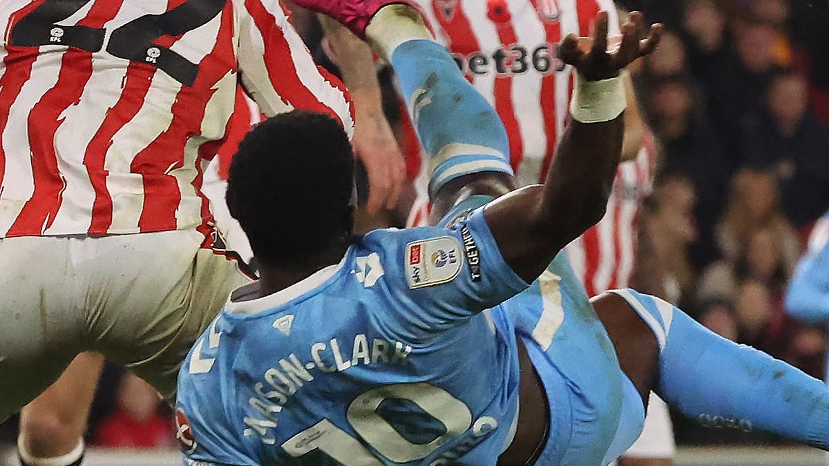 Coventry City star lands knockout blow on Stoke - and himself - as stunning bicycle kick winner ends up with him being taken off on stretcher