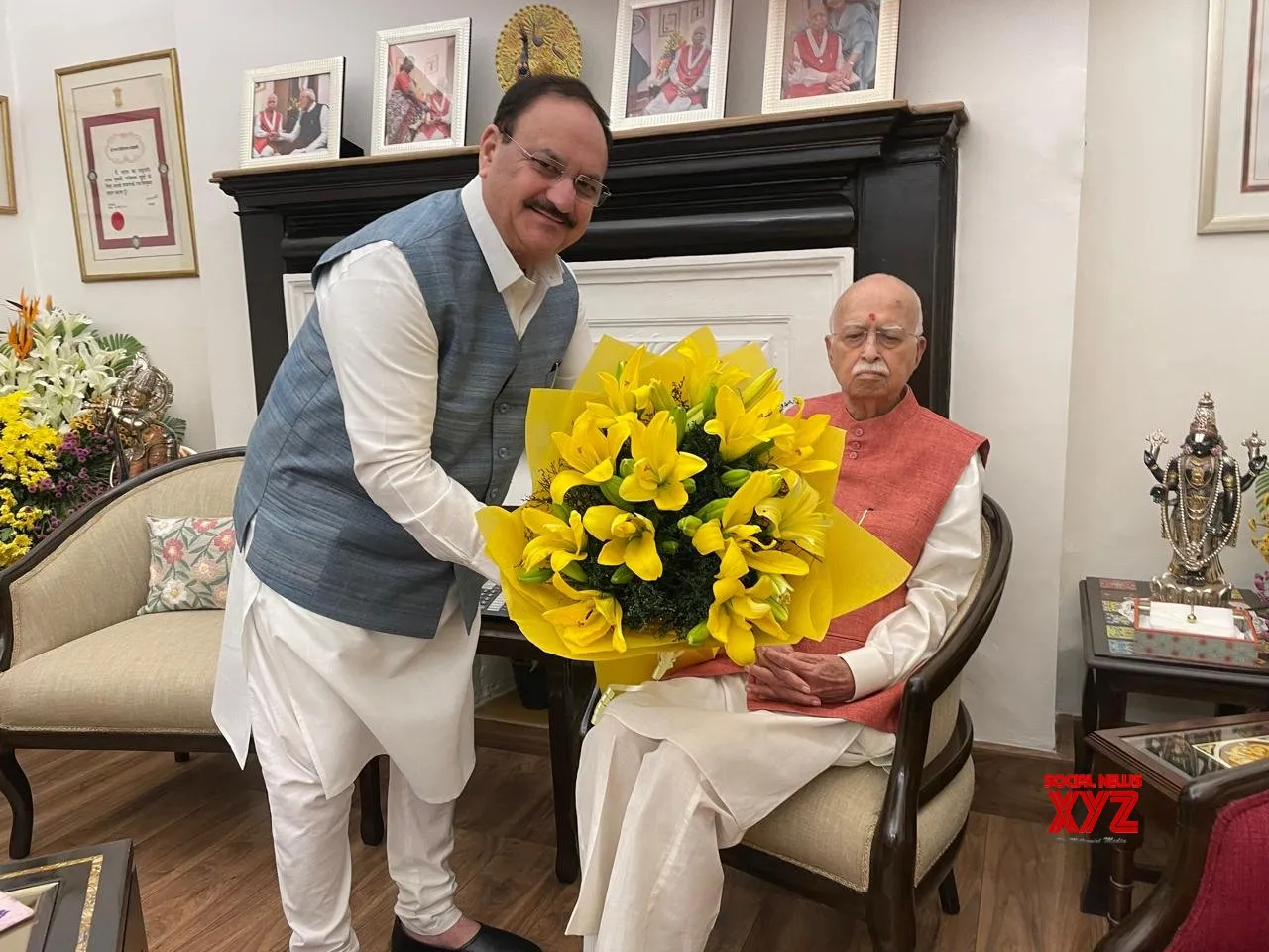 JP Nadda Greets LK Advani on Birthday #Gallery