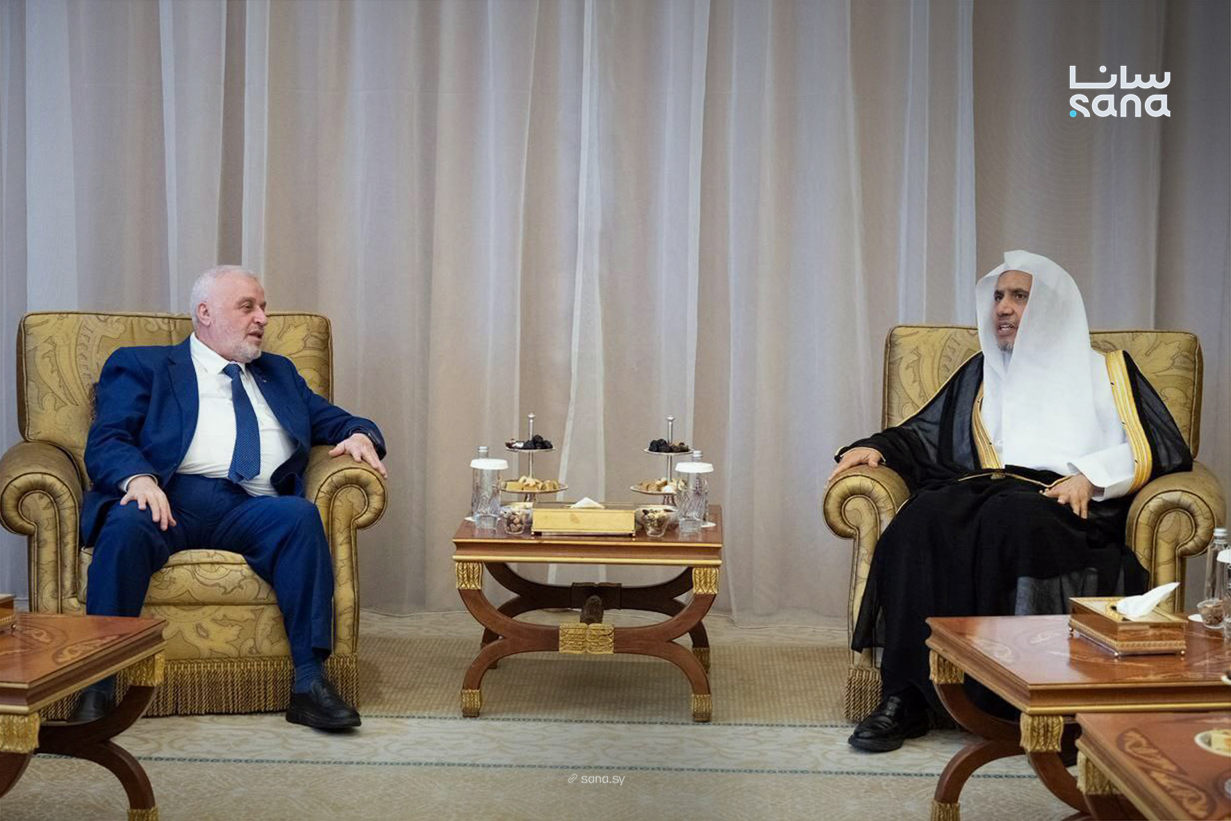 Syrian Awqaf Minister meets Muslim World League chief in Jeddah